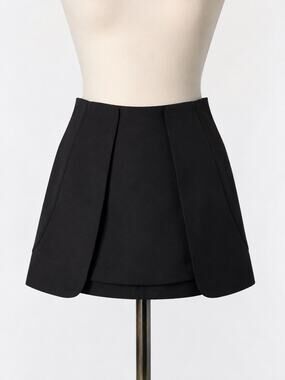 Zara Basic Black Structured Mini Skirt Layered Panel A-Line Women’s Large L